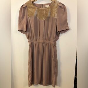 Vintage Tan Suede H&M Dress with Pockets